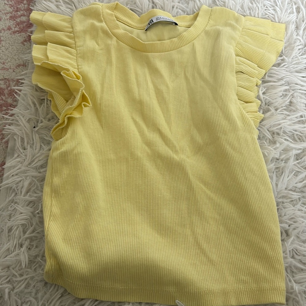 Zara yellow ruffle top